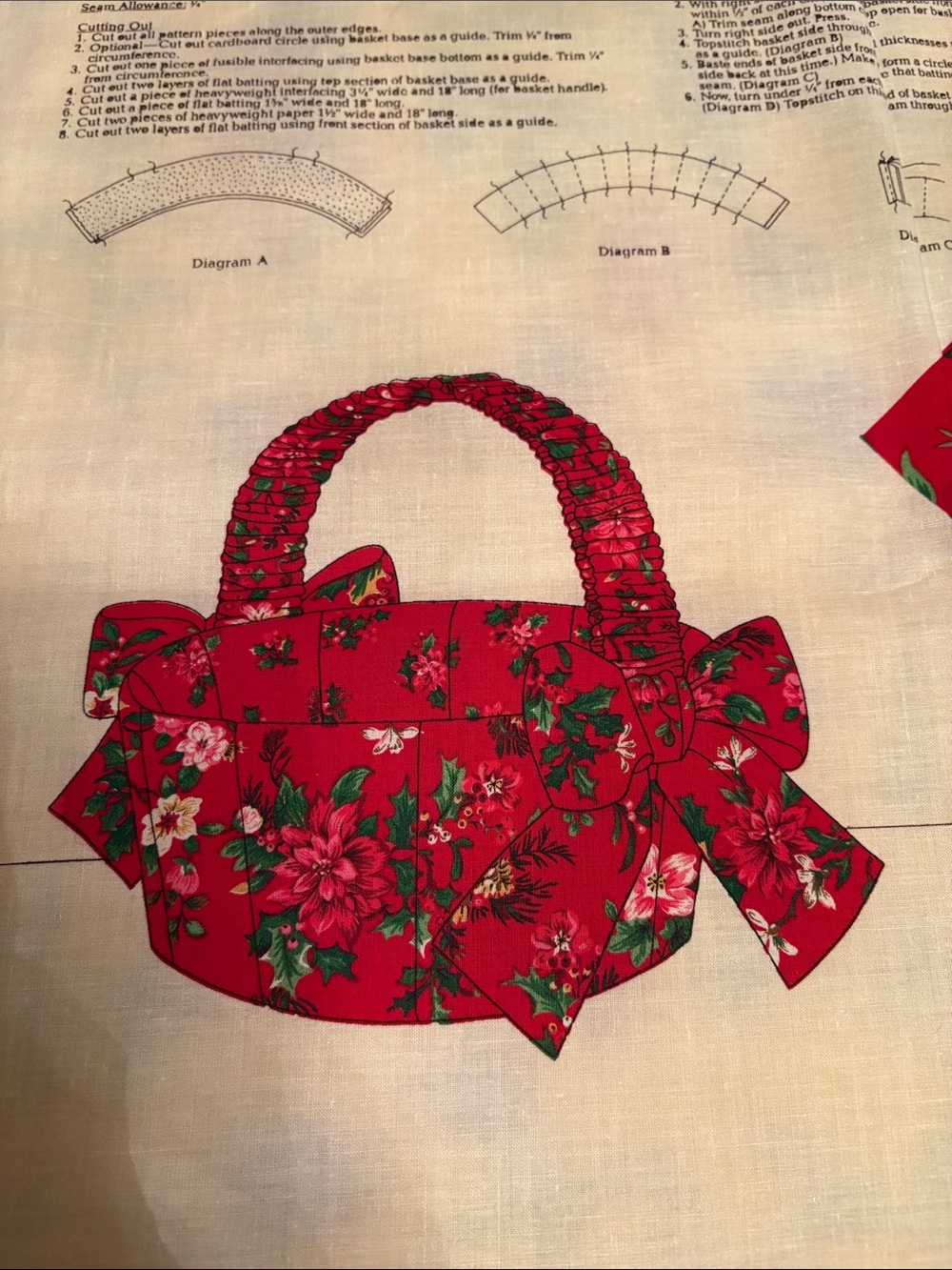 Cut-and -Sew VIP Poinsettia Basket Cranston Print Works